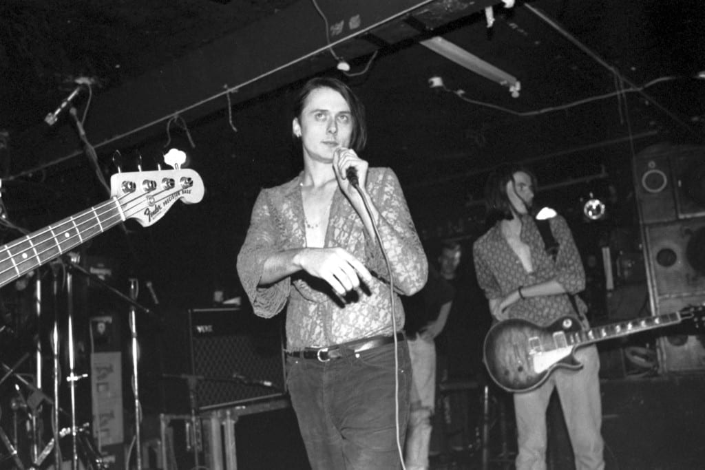 Brett Anderson, lead singer with the band Suede on stage at The Venue in 1992.
