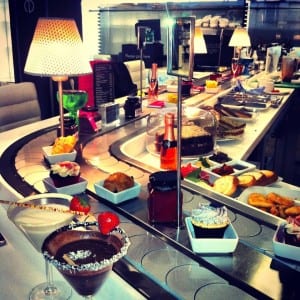 The famous conveyor belt at the Chocolate Lounge. Picture: Harvey Nichols/Facebook