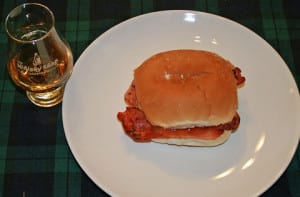 The now famous bacon roll and an accompanying malt. Picture: Speyside