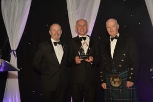 Artisan Food Winner, Iain R. Spink's Original Smokies from Arbroath. Pictured L-R - Fred MacAulay, compere; Iain Spink; Willie Gill, Chairman of The Royal Highland and Agricultural Society of Scotland, category sponsor. Picture: Angus Blackburn