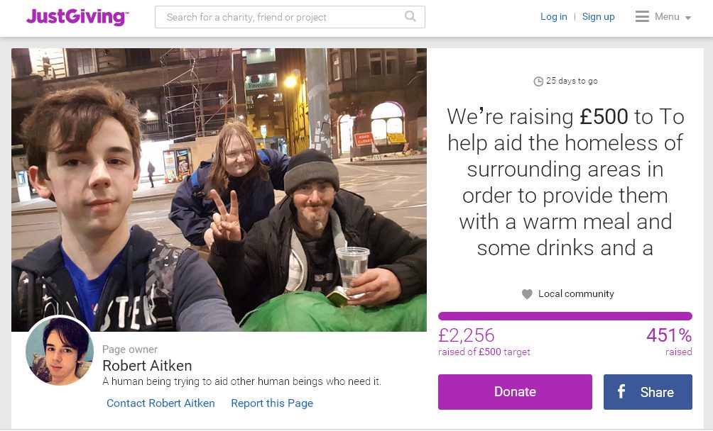 Robert's JustGiving page has already received nearly £2,300 in donations.