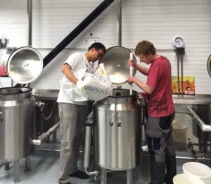 Chen with head brewer Bruce Smith. Picture: contibuted