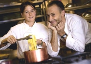 A young Emily Roux with her father, Michel Roux Jr