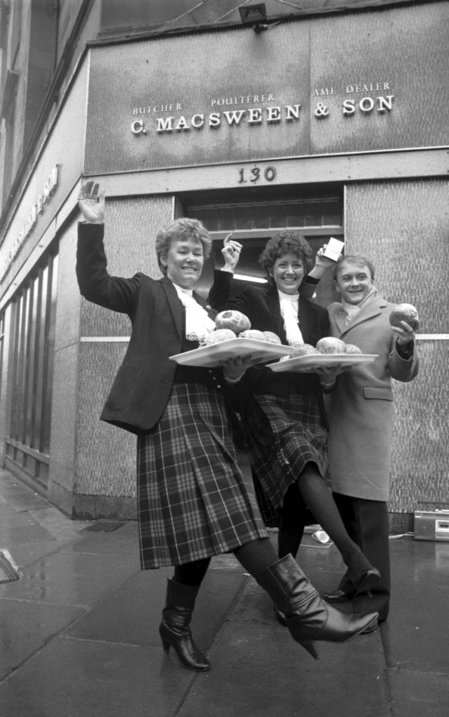 Charles MacSween promoting his world-famous haggis in January 1986. Picture: TSPL
