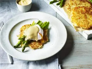 PotatoRostiAsparagusPoachedEggAndHollandaiseSauceL copy