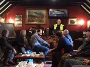 Cragganmore distillery manager Kevin Innes takes time out to talk to his guests. 