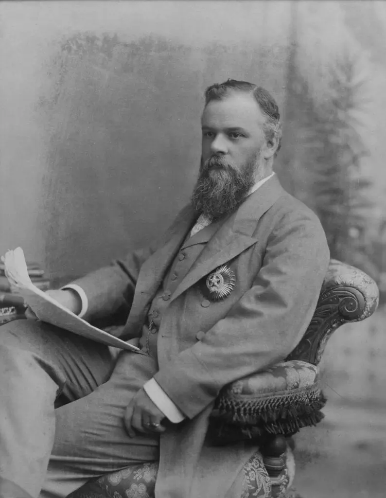 Portrait of Victor Bruce, 9th Earl of Elgin and 13th Earl of Kincardine, Viceroy and Governor General of India, wearing the order of the Star of India. Bourne and Shepherd Studio, Calcutta, 1894. Picture: Broomhall Home Farm Partnership