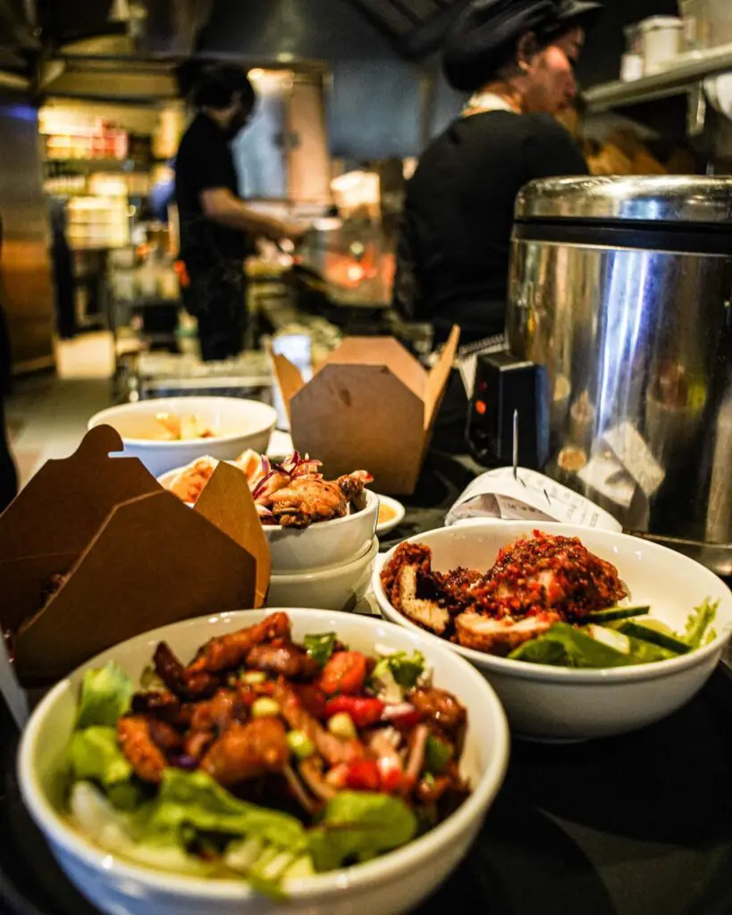 A series of Thai Ting dishes waiting to be served at one of their Edinburgh restaurants. 