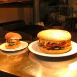 The Ad Lib Monster burger pictured next to a normal-sized burger