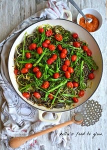 Honey Harissa with black bean pasta. Picture: Food to Glow