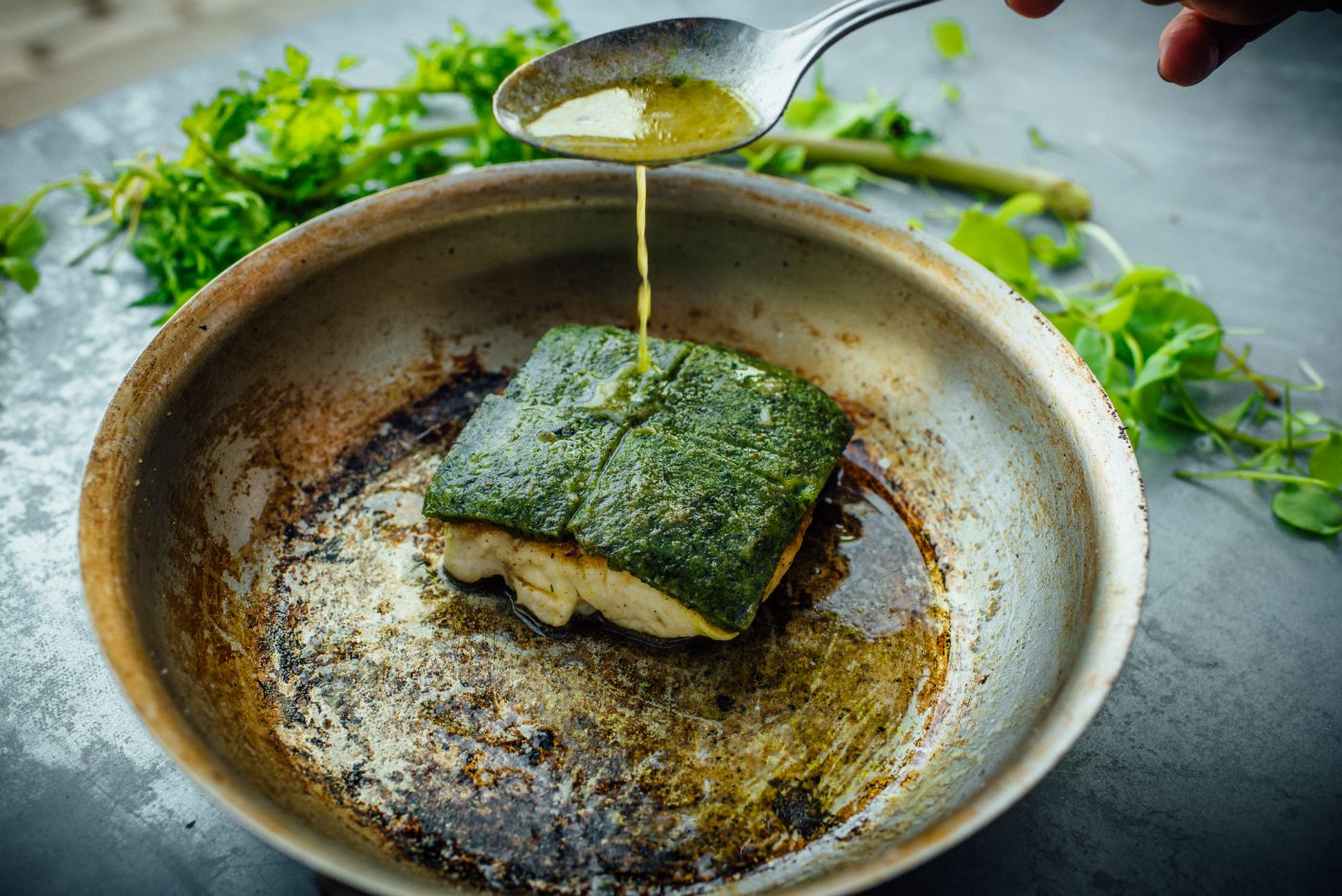 Tom Kitchin recipe Hake served with wild herb crust Scotsman Food