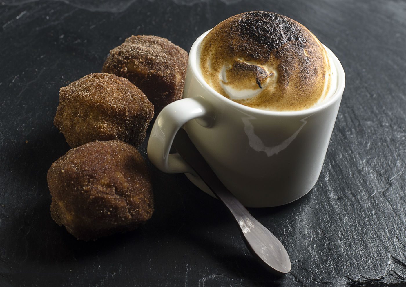 Coffee and doughnuts with marshmallow foam
