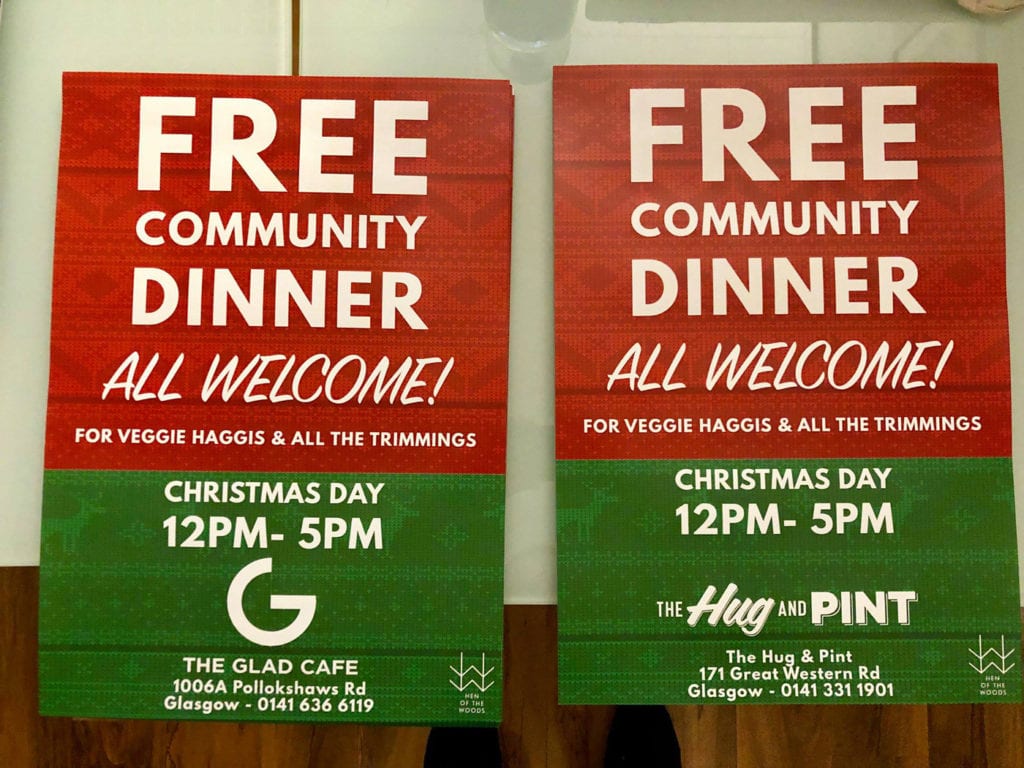 Glasgow free community dinner Christmas Day