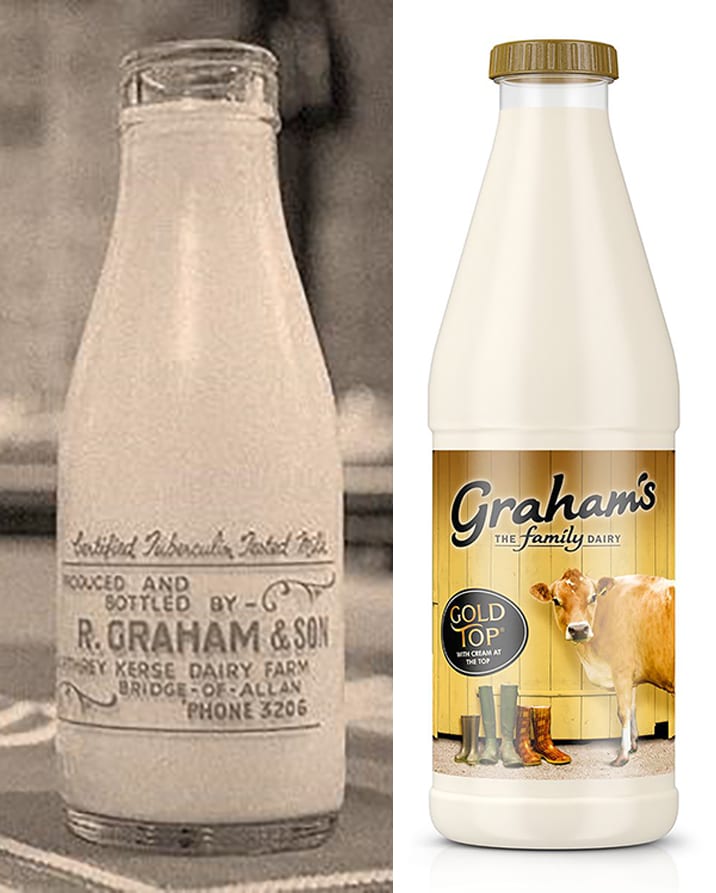 The first R. Graham & Son glass milk bottle and Jersey Milk Gold top today 