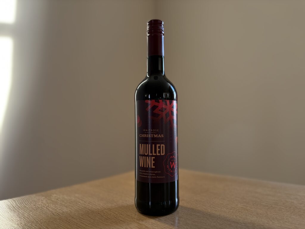 A bottle of Waitrose Red Mulled Wine