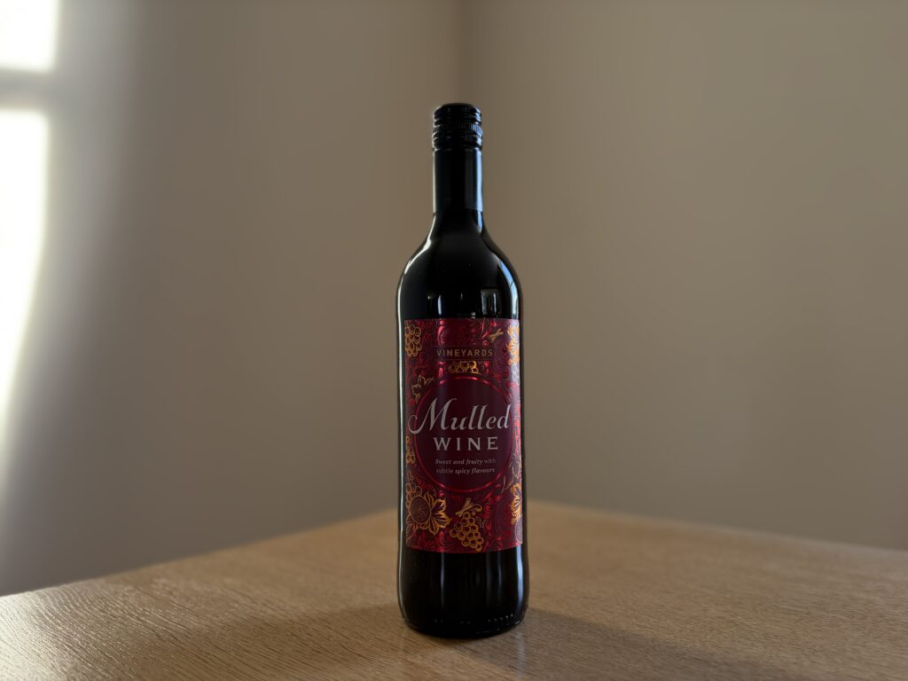 A bottle of Tesco's Vineyards Mulled wine